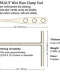 Diagram of a Heavy Duty Manual Wire Binder Hose Clamp For Diy Home Improvement, featuring dimensions and stainless steel material.