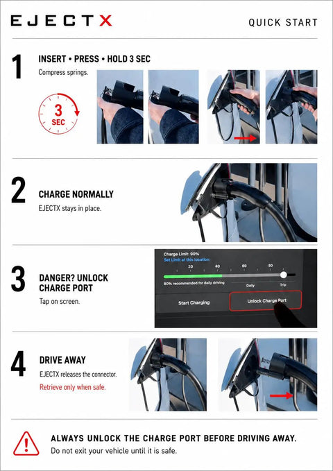 Quick start guide for Tesla Supercharger Release Tool For Rapid Ev Cable Breakaway Keeps You Seated And Lets You Bail Out Fast Without Stepping Out Cybertruck Compatible Charging Aid.