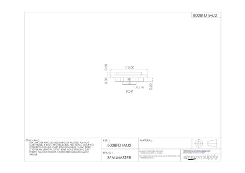 Built Tough Piloted Flange Bearing With Rugged Cast Iron Housing Four Bolt Mount And Felt Seals One Point Two Five Inch Bore technical drawing