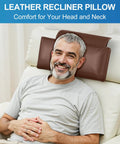 Comfy Premium Leather Recliner Pillow For Neck And Head Support Adjustable Fill PU Leather Non-Slip Headrest In Use