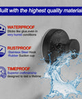 Vacuum Suction Cup Hooks For Shower And Bathroom Removable Towel Hooks, showing waterproof and rustproof features, black, 15 lbs hold.