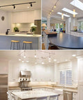 Modern kitchens with track lighting showcasing MR16 LED Bulb 50W Equivalent 12V 3000K Soft White Dimmable Spotlight GU5.3 500 Lumens.