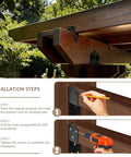 Installation of Joist Anchor Connector For 2x4 Posts Black Post Caps Tie Bracket Pergola Brackets on a wooden structure