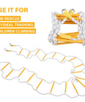 Emergency Fire Escape Rope Ladder 32 Feet Flame Resistant Extension Rope With 2 Hooks coiled and extended for display