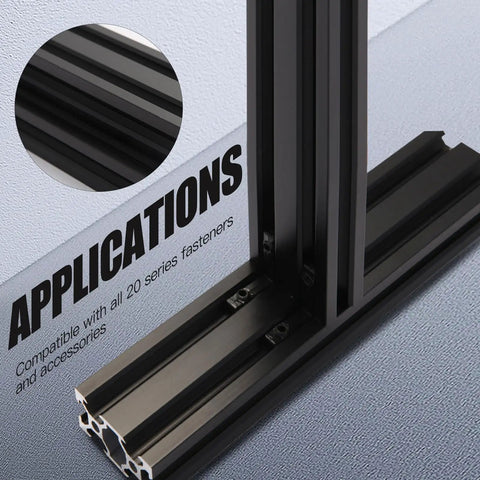 Two Piece 350mm V Slot 2040 Aluminum Extrusion European Standard Anodized Black Linear Rail For 3D Printer Parts And CNC DIY Projects 13.8 Inch Length Bundle, black extrusions with fasteners