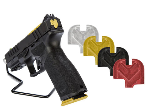 Gold CNC Machined Aspis Cut Slide Cover Back Plate For Springfield Echelon 4.5F And 4.0C 9mm beside pistol and other colors