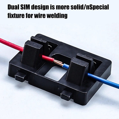 Compact Wire Soldering Clamp Holds Cables Tight For Precise Welding Jobs, featuring black plastic dual SIM design for stability.