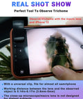 100x Phone Micro Lens With LED Light For Smartphone Macro And Microscope Go To Pro Grade Optical Glass Lens For Clear Close Up Shots And Microscale Imaging On The Go. universal clip-on macro lens on iPhone for trichome close-up