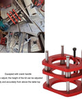 Router Table Lift Base With Four Jaw Clamping System Aluminum Alloy Lifting Base And Crank Handle For DIY Woodworking Router Table Build Perfect For Small Trimming Machines And Precise Adjustments., red aluminum alloy router table lift base with four-jaw clamp and crank handle