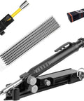 Heavy Duty Aluminum Scribing Tool With Upgraded Lock Mechanism For Precise Layout Marking Deep Hole Pen layout kit, black and silver, with markers.