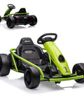 Green Kids 24V Electric Go Kart with Dual 300W Motors, 9Ah Battery, 8 MPH Rad Drift Power, high back seat, sleek design