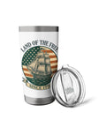 Patriotic Stainless Steel Insulated Tumbler With Retro Sailboat Flag Design Red White And Blue Celebrating Fourth of July American Freedom