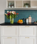 White kitchen cabinets with 10 Pack 5 Inch Champagne Bronze Cabinet Handles Center To Center 5 Inch Solid Zinc Alloy Pulls, vase of tulips