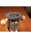 Heavy Duty CNC Milled Acetal Resin Router Baseplate Designed For Bosch 1617 Fixed Base Workshop Rigs Featuring Standard Bushings And Super Dead Simple Mount Kit on router.