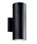 Textured Black 12 Inch Outdoor Wall Sconce Cylinder Exterior LED Light 1 Light Front Porch Fixture Modern Architectural Outdoor Lighting For Home Exterior