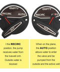 Valve Handle And Switch Actuator Replacement For Livewell Control On Ranger Boats Skeeter Bass Flat Boats Compatible With FlowRite Actuator System V3 Series Part 5900006 RK3 BW, showing recirc and auto positions