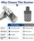 Stainless Steel Water Pump Filter Hose End Strainer Barbed Inline Mesh Screen 10mm illustration vs standard filter