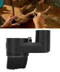 Attachable 52mm Particle Guard Boot for CNC Router Dust Collection shown with woodworking setup and brush attachment