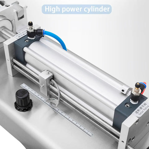 Close-up of High Power Cylinder on Heavy Duty Horizontal Heating Mixing Filler Machine for Thick Pastes and Rich Liquids.