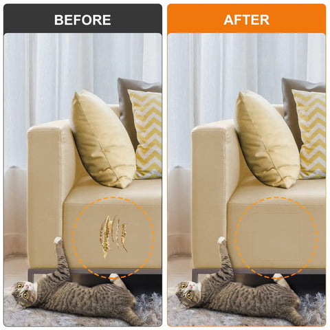 Before and after of couch repaired with Self Adhesive Leather Repair Patches Tape 8x11 Inch Beige For Couches And More Durable Leather Repair Kit For Furniture Car Seats Handbags Jackets No Mess Quick Fix Scratch Resistant