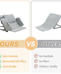Cyanvine Electric Lifting Backrest For Bed With Remote Control comparison image showing features like safe handrails and removable pillow.