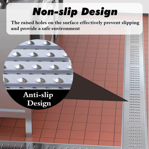 Heavy Duty 304 Stainless Steel Drain Grates Pack Of 15 Zero Rust Anti Skid Driveway Walkway Garage Floor Covers with non-slip design.