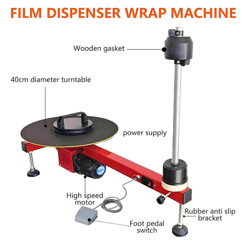Automatic Electric Pallet Wrapping Machine For Fast Warehouse Packaging, A Real Workhorse Film Wrapper For Cartons And Parcels, Compatible With 27.5 Inch Film Width, Energy Efficient, Labor Saving, Dustproof And Moisture Protective. 40cm turntable