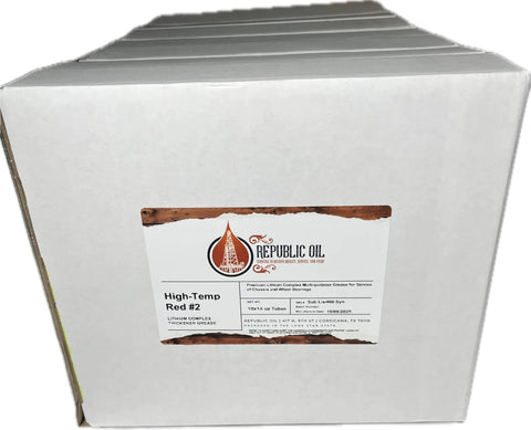 Box of Red Number Two EP2 Lithium Complex Multi Purpose Grease Built For High Temp And Extreme Pressure, 40 tubes in 4 boxes