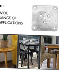Rock Solid 25 Pack Furniture Leg Mounting Plates and Heavy-Duty Iron Brackets for Couch and Table Setup Built Tough showing steel mounting plate for furniture.