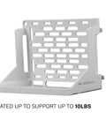 Heavy Duty Shelf Mounting Bracket For Routers Modems And Tall ISP Gear White Easy Tool Free Install Upright Or Inverted Mounting.