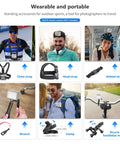 50 In 1 Action Camera Accessory Kit Compatible With GoPro Hero 12 11 10 9 DJI Osmo Action Insta360 X3 X2 GO 3 SJCAM montage view