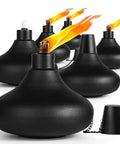 Six Pack Metal Table Top Torches For Outdoor Use Citronella Fueled Refillable Flame Lights With Wicks And Covers Garden Decor Patio Party Lanterns.