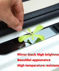 Badass Level Stainless Steel Door Sill Scuff Plate Guards For Rivian R1S R1T R2, mirror black finish with a leaf showcased.