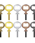 Patelai 10-piece metal bottle opener inserts with threaded stems in gold, silver, copper, bronze, and gunmetal finishes
