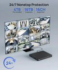 16 Channel 4K PoE Security System With Eight Outdoor 4K Cameras, 12MP NVR With 4TB HDD, AI Motion Detection, monitor display