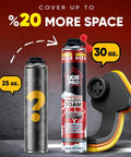 Image showing Mega Size Spray Foam Insulation Kit With Eighteen Thirty Ounce Cans of expanding foam sealant spray for patching gaps.