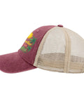 Wine Red Dope Adjustable Summer Trucker Cap For Women, lightweight baseball style, mesh back, side view