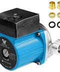 Tough As Nails Residential Hot Water Recirculating Pump One Inch NPT Threading with blue and black design and accessories.