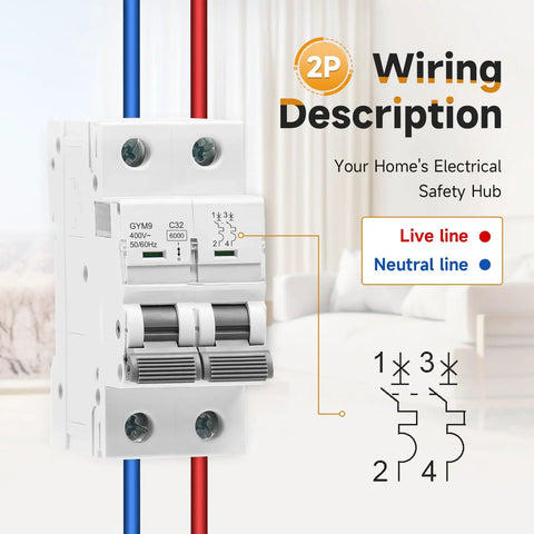 Solid 25 Amp Miniature Circuit Breaker For Solar Systems 120V 240V 2 Pole DIN Rail Mount MCB With Thermal Magnetic Trip