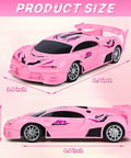 Pink Remote Control Car For Girls With Rechargeable Battery High Speed Drift RC Toy One Eighteenth Scale Dazzling Headlights