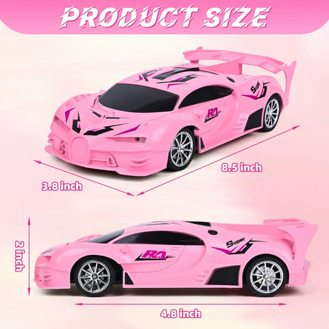 Pink Remote Control Car For Girls With Rechargeable Battery High Speed Drift RC Toy One Eighteenth Scale Dazzling Headlights
