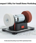 Rock Solid 150W Desktop Electric Grinding Machine Featuring Hella Strong Dual Spin Polisher for steady deburring tasks on a workbench.