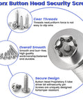 Beefed Up 214 Piece Button Head Torx Security Screws Kit with stainless steel smooth button head screws for secure fastening.