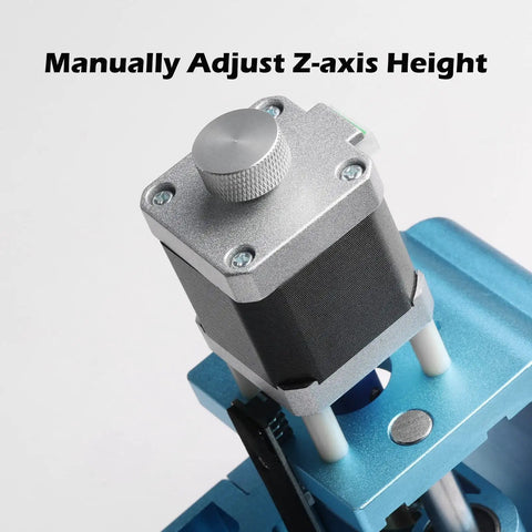 Top view of beefed-up aluminum Z axis spindle motor mount for 3018 CNC, showing manual Z-height adjustment feature.