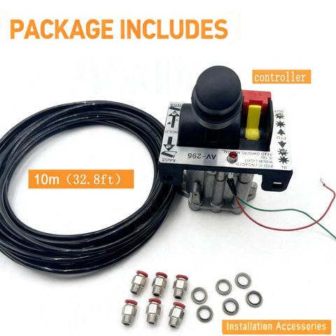 Dual Valve PTO Control Kit With Kickout For Easy Tractor PTO Setup Includes Valve 10 Meter Reinforced Air Tube Mounting Hardware And Durable Fittings For Plug And Play Install And Reliable Operation