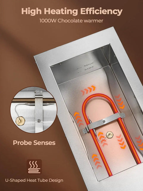 Pro Grade Two Tank Chocolate Tempering System 9 Lb Capacity Commercial Warmer and Melter heating element detail