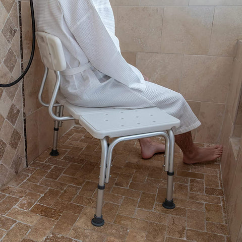 Tub Transfer Bench With Backrest For Bathtub Height Adjustable Shower Chair Safe Senior Bath Seat Heavy Duty Non Slip Feet