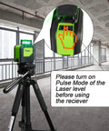 Laser Receiver For Green And Red Beams With Pulse Mode Only, 200 Ft Range, Three Sided LED Display, Clamp Included on tripod