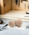 2-Piece Solid Wood Table Leg Set With 3-Inch Unfinished Bun Feet For Sofa, Cabinet, Or Bookcase on workshop table