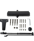 Heavy Duty Commercial Door Closer Built Like a Tank for High Traffic Spaces with Ada Compliant UL Grade One Rating Hydraulic Pneumatic Dual Actuator Soft Close Runs Slick Every Time Zero Slam Nonsense Black parts and installation kit